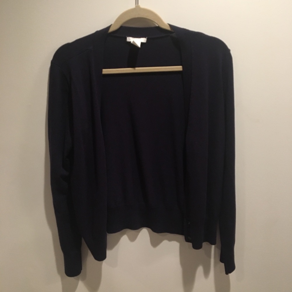 Navy Button Up Cardigan Sweater